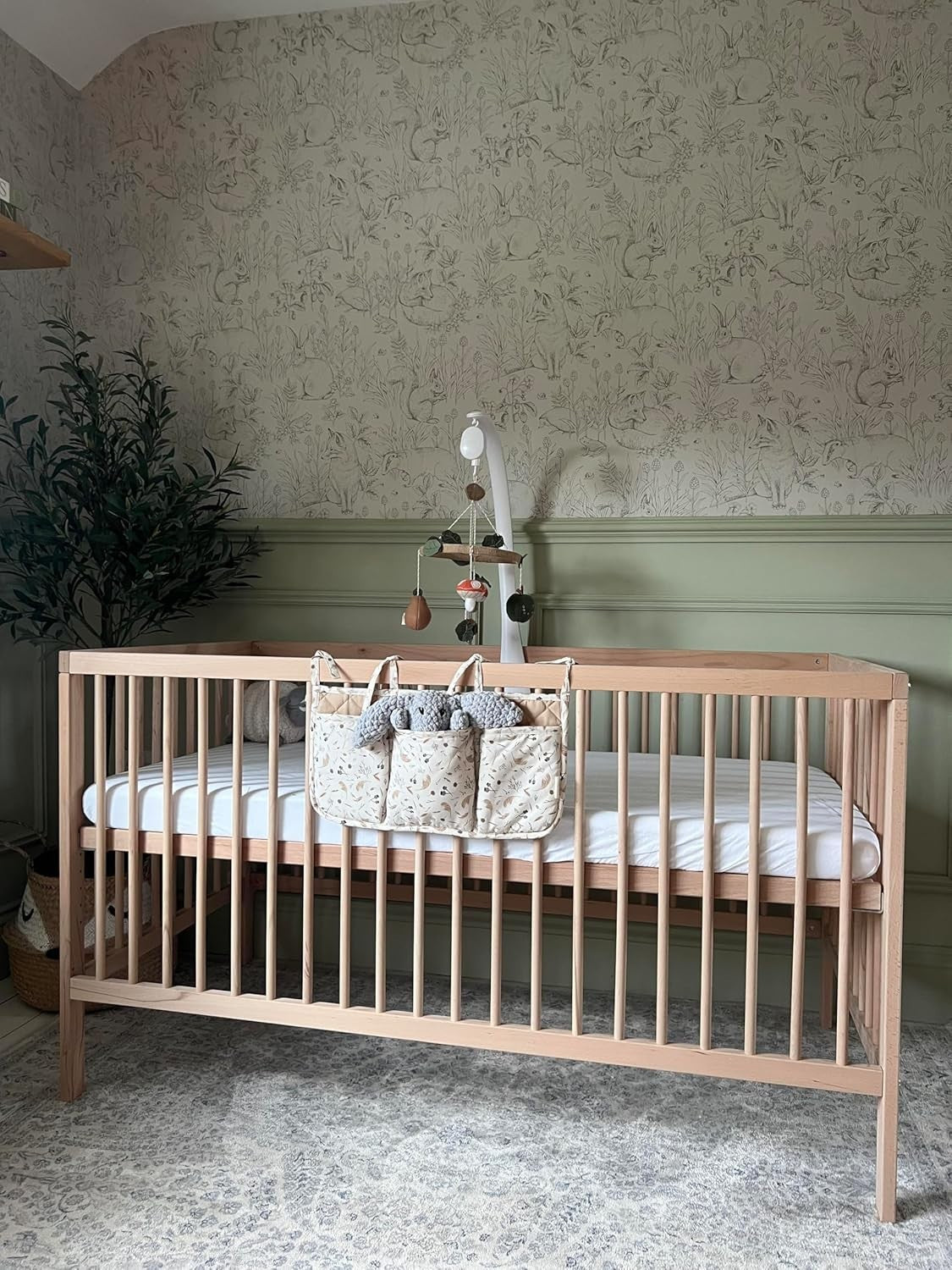 Space Saving Baby Wooden Cot Bed Adjustable Height Toddler Bed Beech