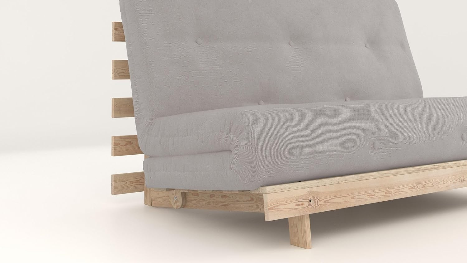 Double Futon Sofa Bed 137cm Harmony Grey Wool Mix with Wood Frame