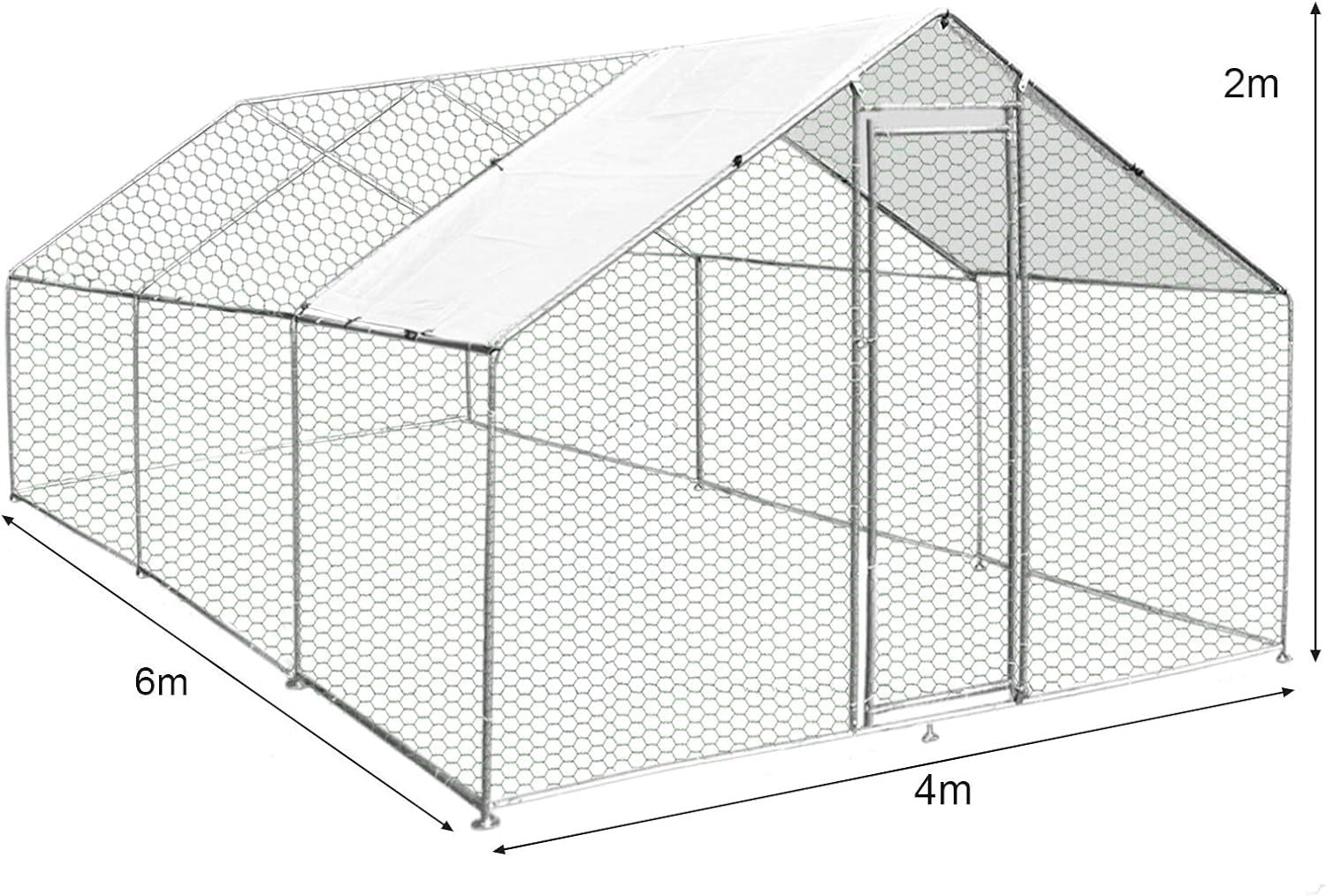 Walk In Chicken Run 6x4x2m Galvanised Steel Coop Pen