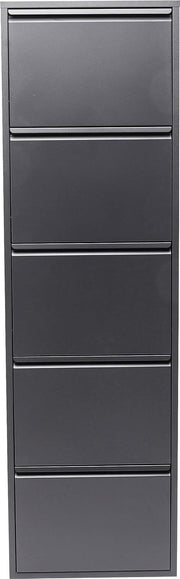 Slim 5-Drawer Shoe Cabinet Anthrazit– Space-Saving Metal Tilt Rack 170x50x15cm
