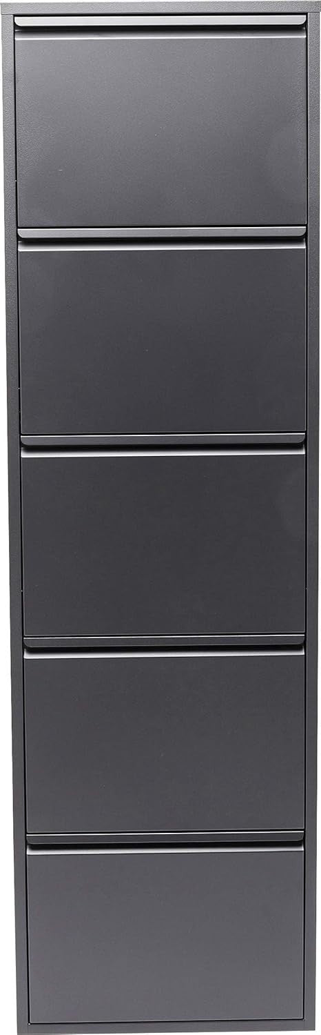 Slim 5-Drawer Shoe Cabinet Anthrazit– Space-Saving Metal Tilt Rack 170x50x15cm