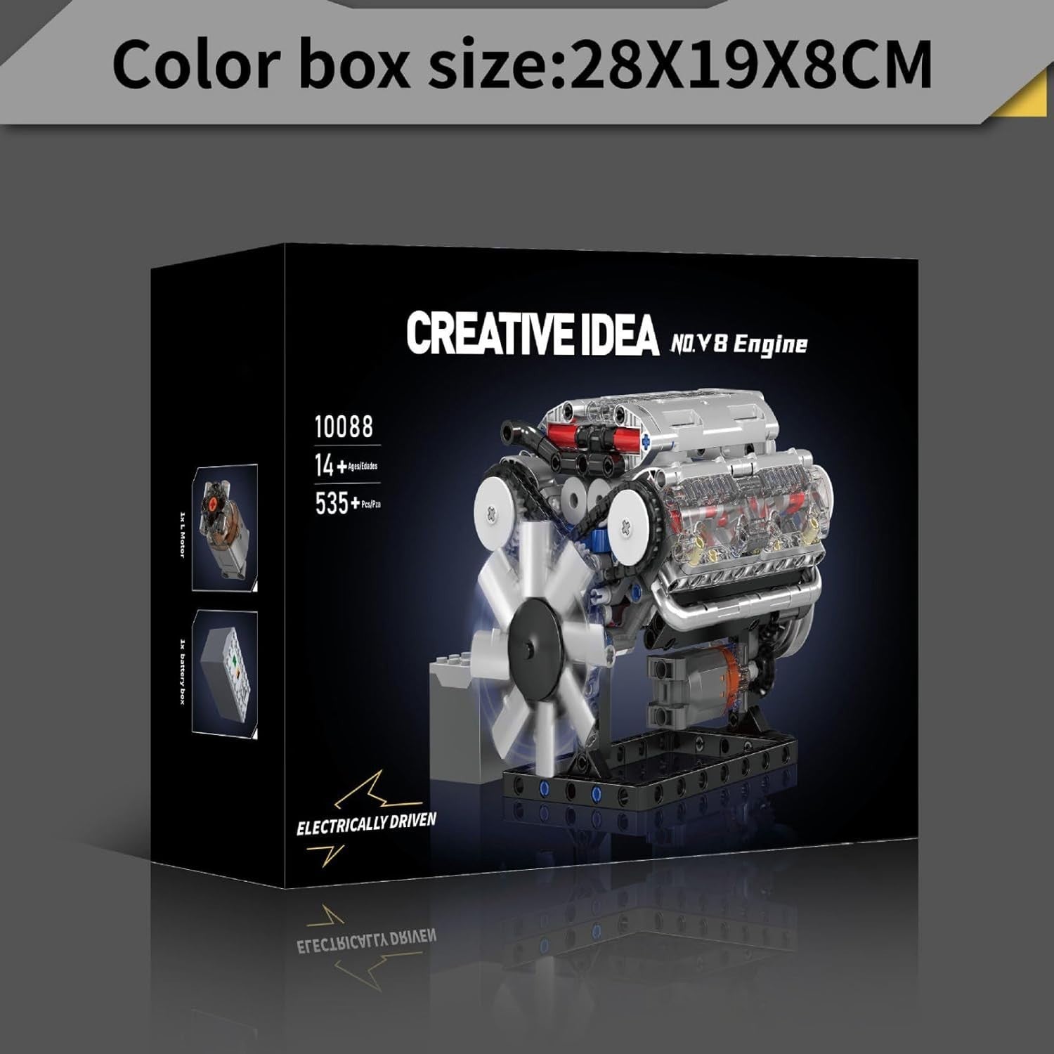 V8 Engine Model Kit 535Pcs Motor Build Set | Realistic Working STEM Toy
