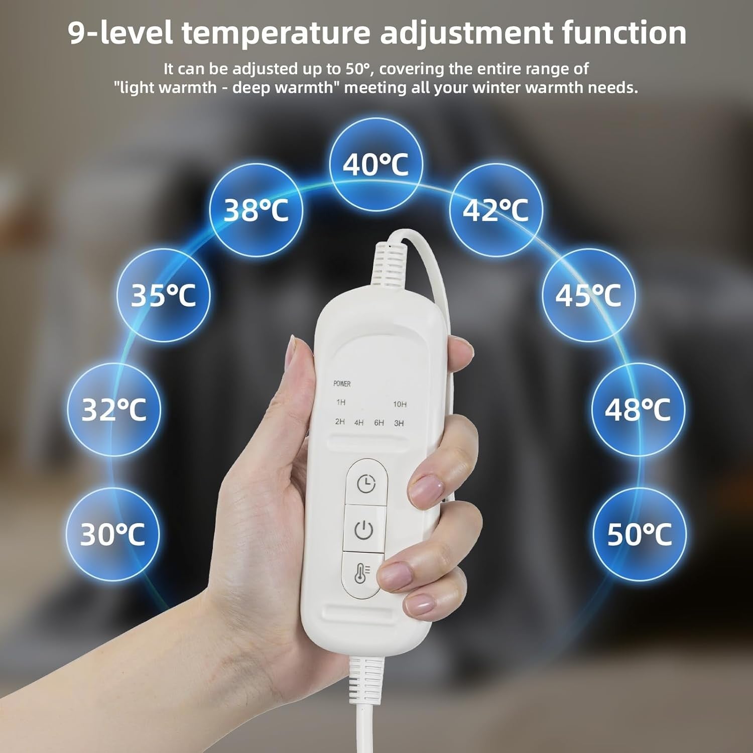 Electric Heated Throw Blanket 130x160cm Soft Flannel 9 Heat Auto Shut Off