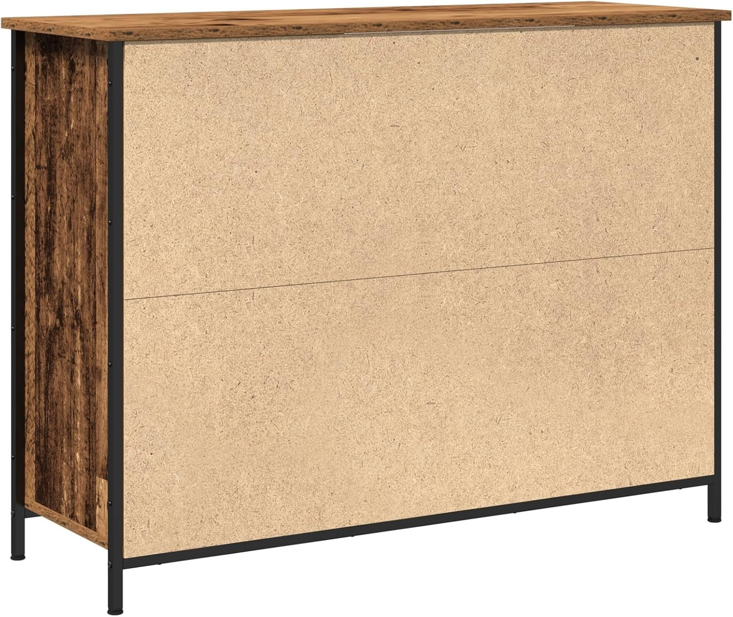Rustic Wood Sideboard Cabinet Glass Doors Storage Unit 100x35x75cm