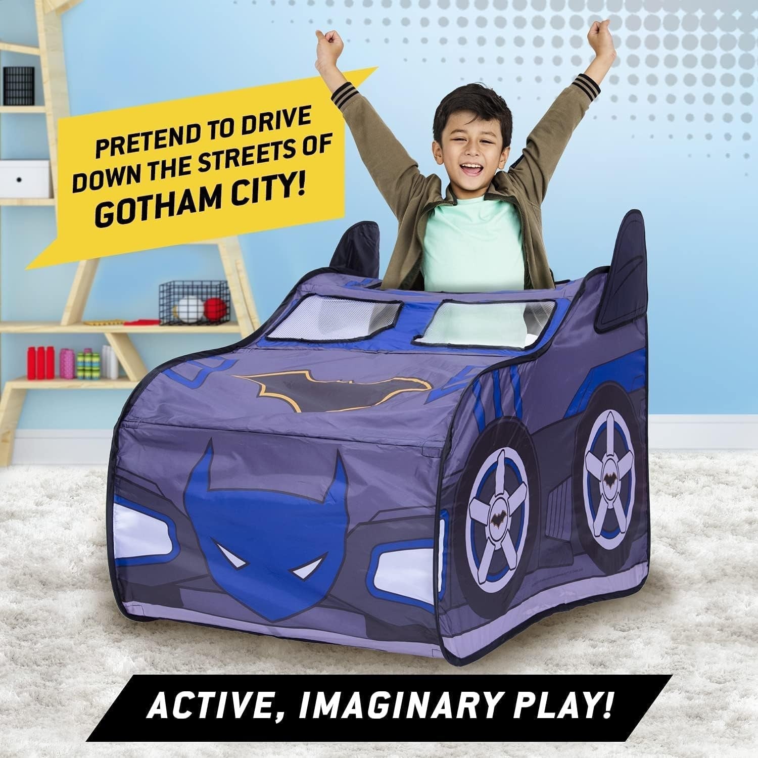 Superhero Car Pop Up Play Tent Large Indoor Kids Playhouse