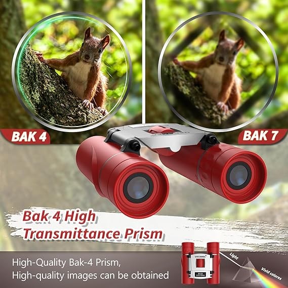 8x21 Waterproof Kids Compact Binoculars Mini Travel for Bird Watching Red