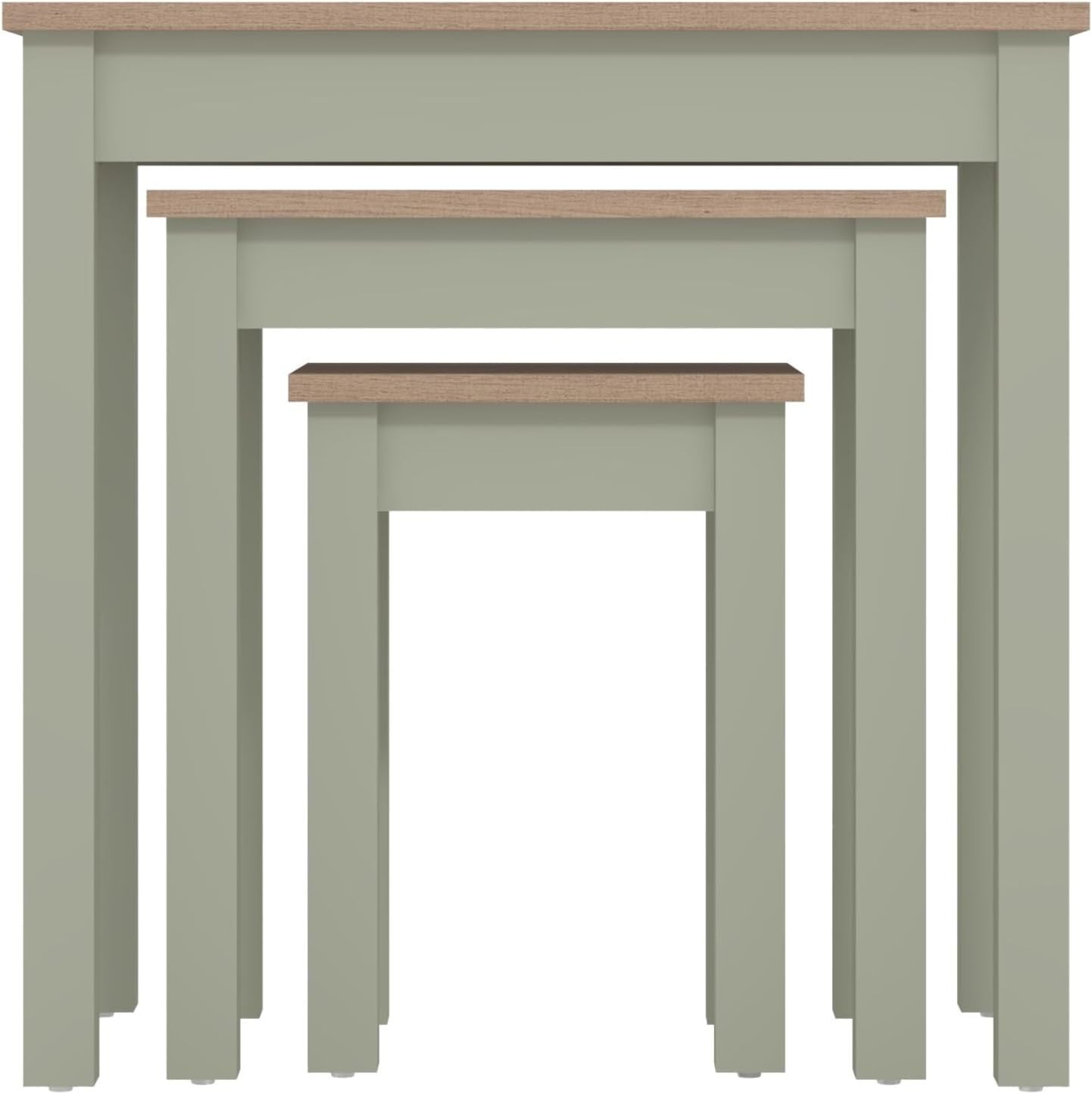Space-Saving Nesting Coffee Tables Set of 3 Wood Side End Table Sage Green/Oak