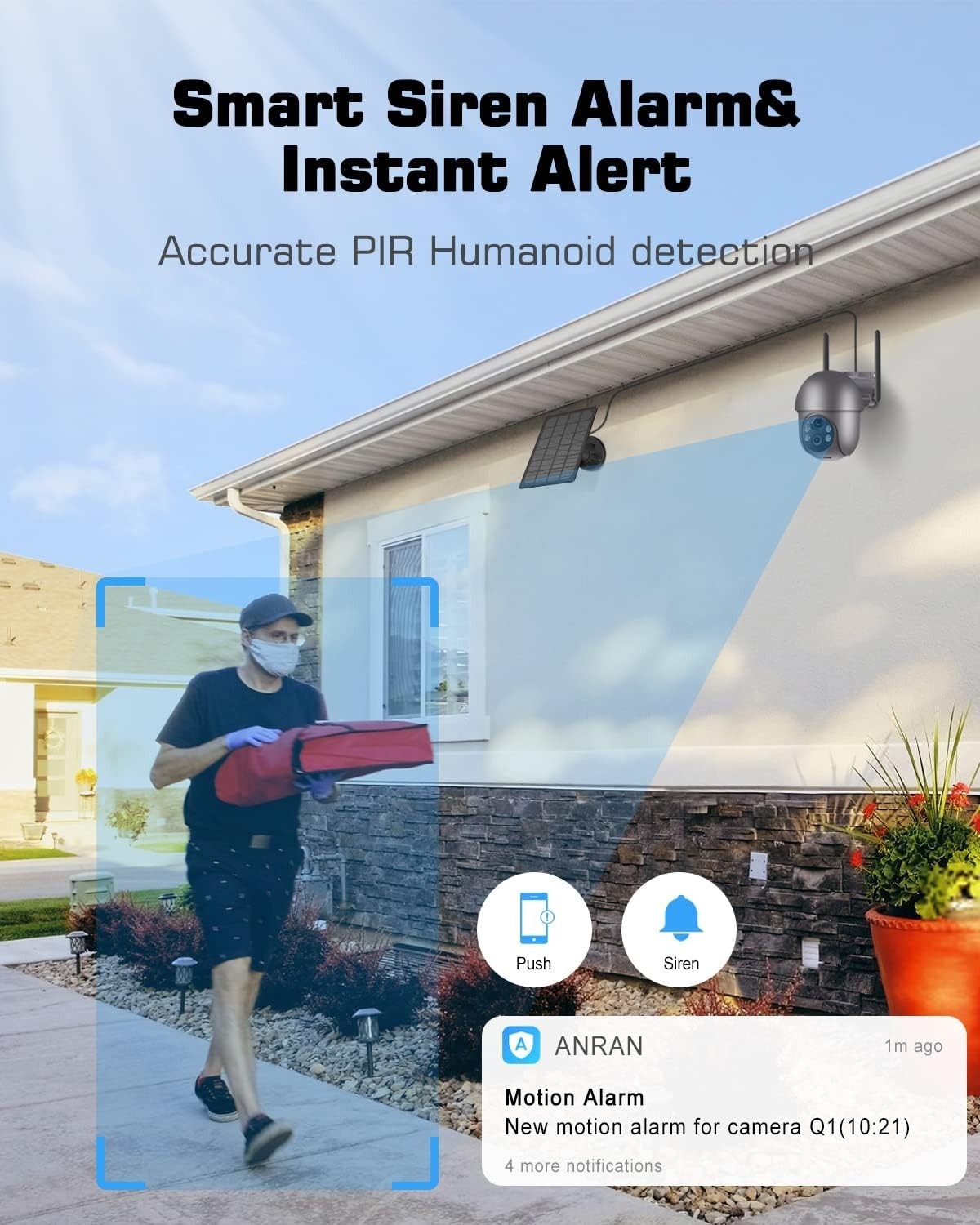 5MP Solar Security Camera Outdoor 360° PTZ WiFi Color Night Vision