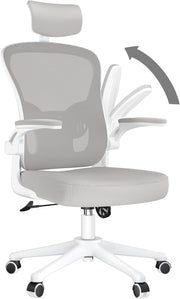Grey Ergonomic Office Chair Mesh Back Support Adjustable Height Headrest Home De