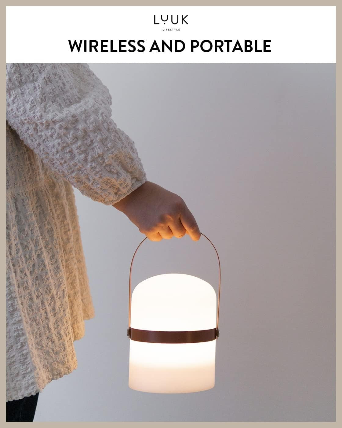 LED Lantern Terracotta 26.5cm Portable Rechargeable