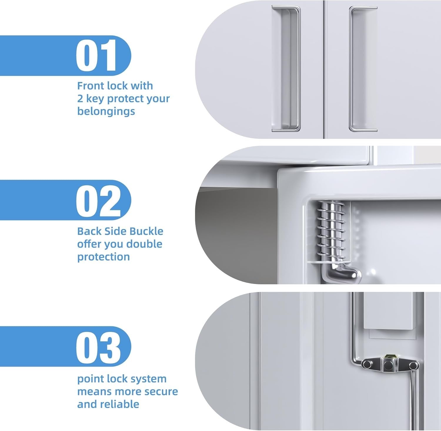Metal Storage Cabinet with Lockable Doors, 180x60x40cm, Adjustable Shelves
