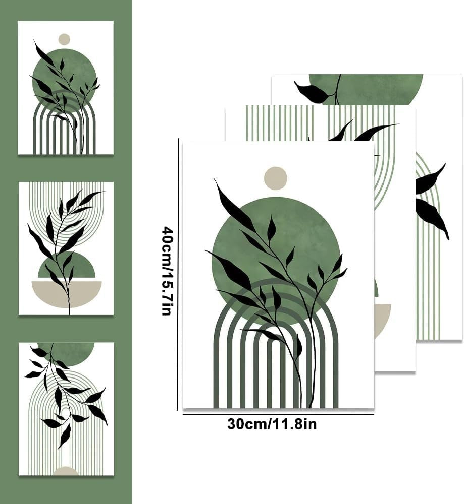 Boho Canvas Wall Art Set of 3 Nature Pattern Prints 40x30cm