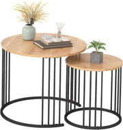 Nesting Coffee Table Set Wood Top Sled Base Modern Living Room Home Furniture