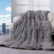 20lbs Weighted Blanket Grey 60x80" Faux Fur & Sherpa Cozy Warm