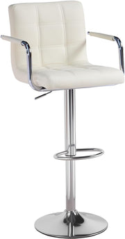 Beige PU Leather Bar Stool Adjustable Height 360° Swivel with Armrest