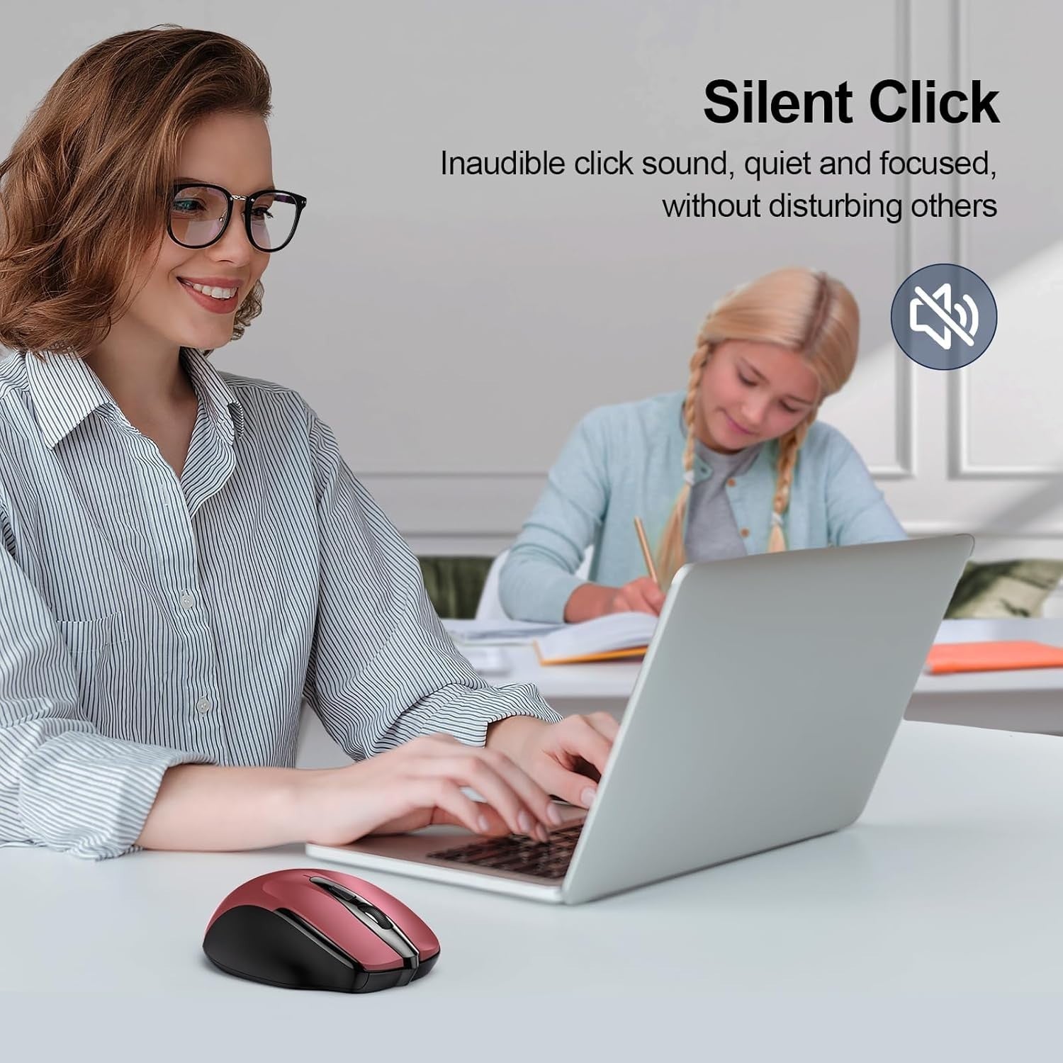 Silent Bluetooth Wireless Mouse 4800DPI Ergonomic Rechargeable Laptop PC