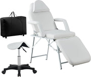 Foldable 3-Section Adjustable Beauty Massage Bed Portable Lash Tattoo Table