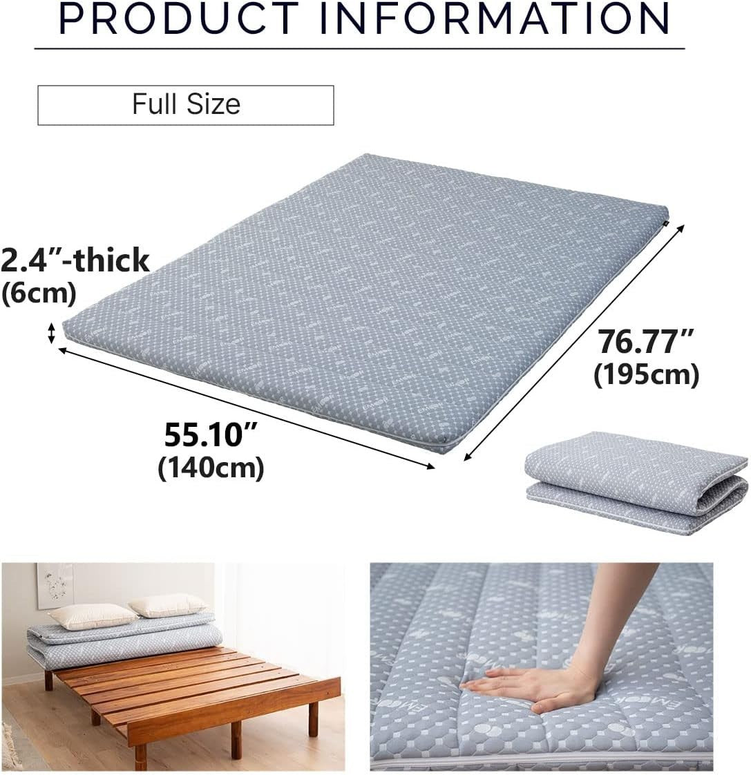 Japanese Floor Futon Mattress Double | Tatami Foldable Foam Topper Bed
