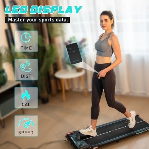 Slim Under Desk Walking Pad 6km/h Compact Treadmill w/ Remote LED & Bluetooth