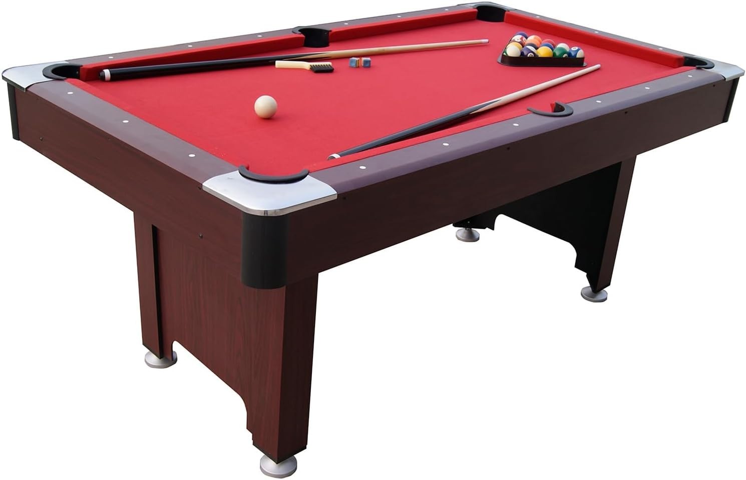 6FT Pool Table with Ball Return System Full Size Billiards Set