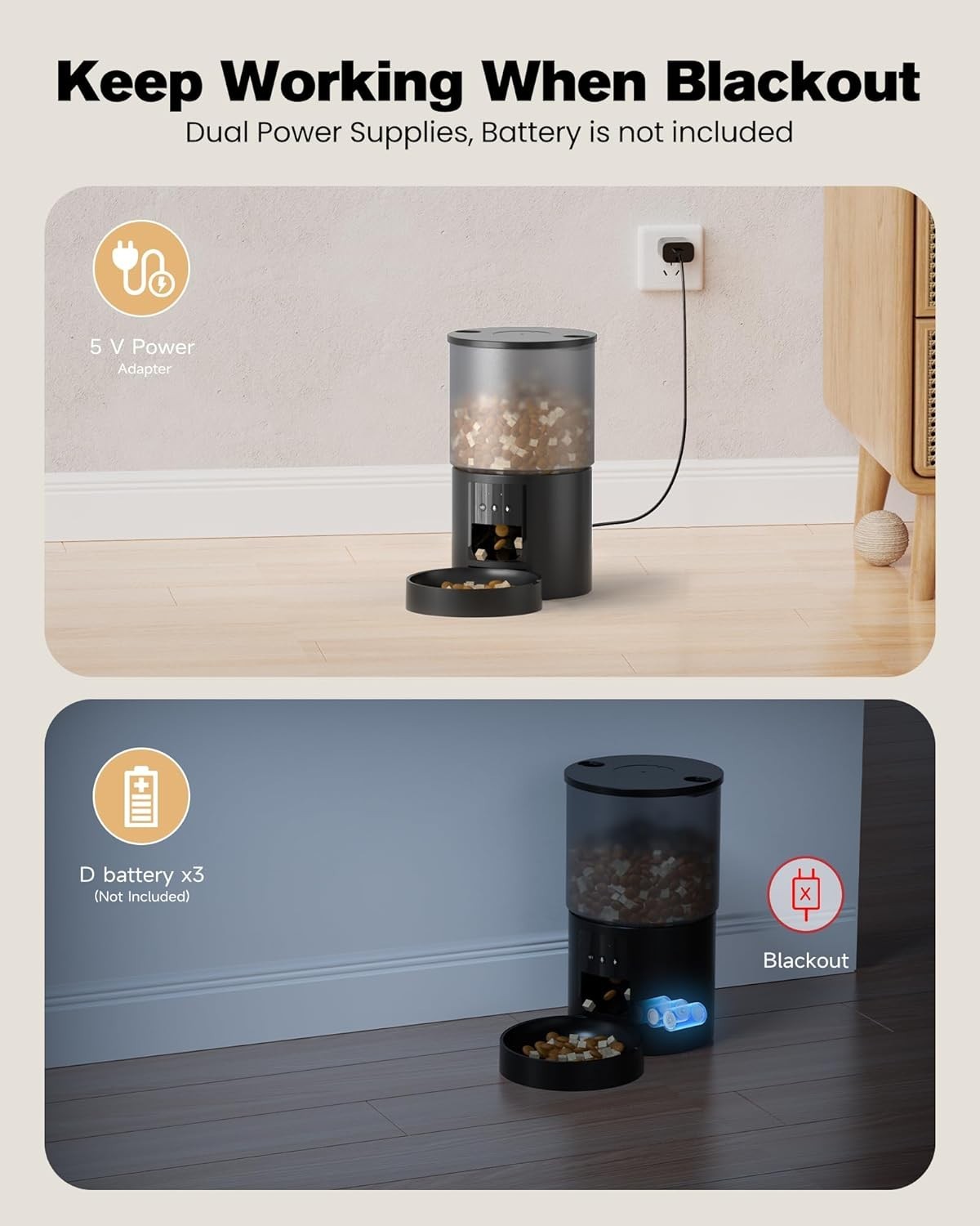 Smart WiFi Automatic Pet Feeder 6L App Control Food Dispenser Timer