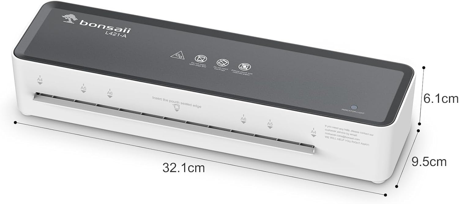 A4 Laminator Machine Compact Quiet Fast Jam Release + 5 Pouches