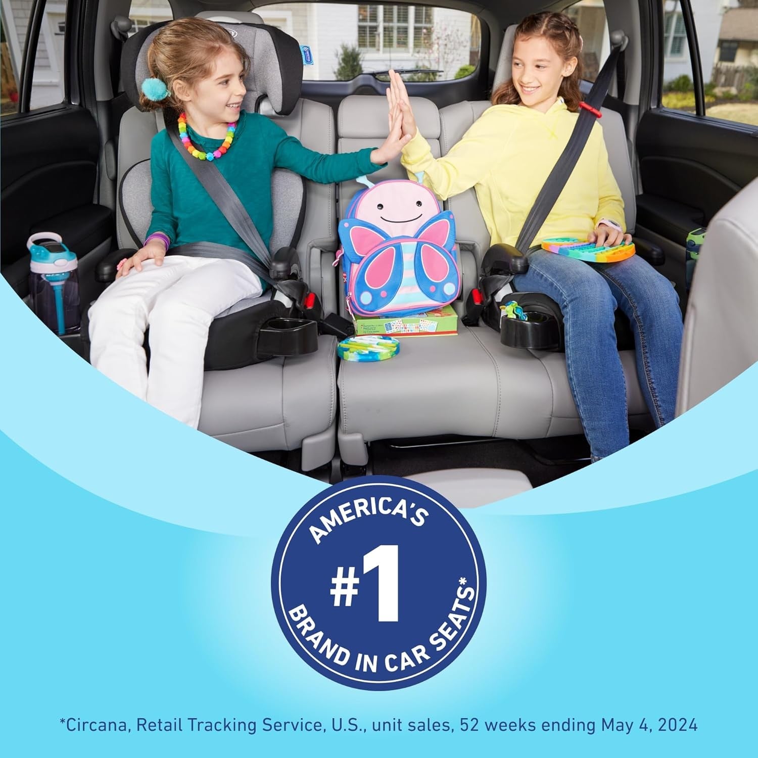 Highback Booster Car Seat 2-in-1 Convertible Seat Belt Kids Seat with Cup Holder