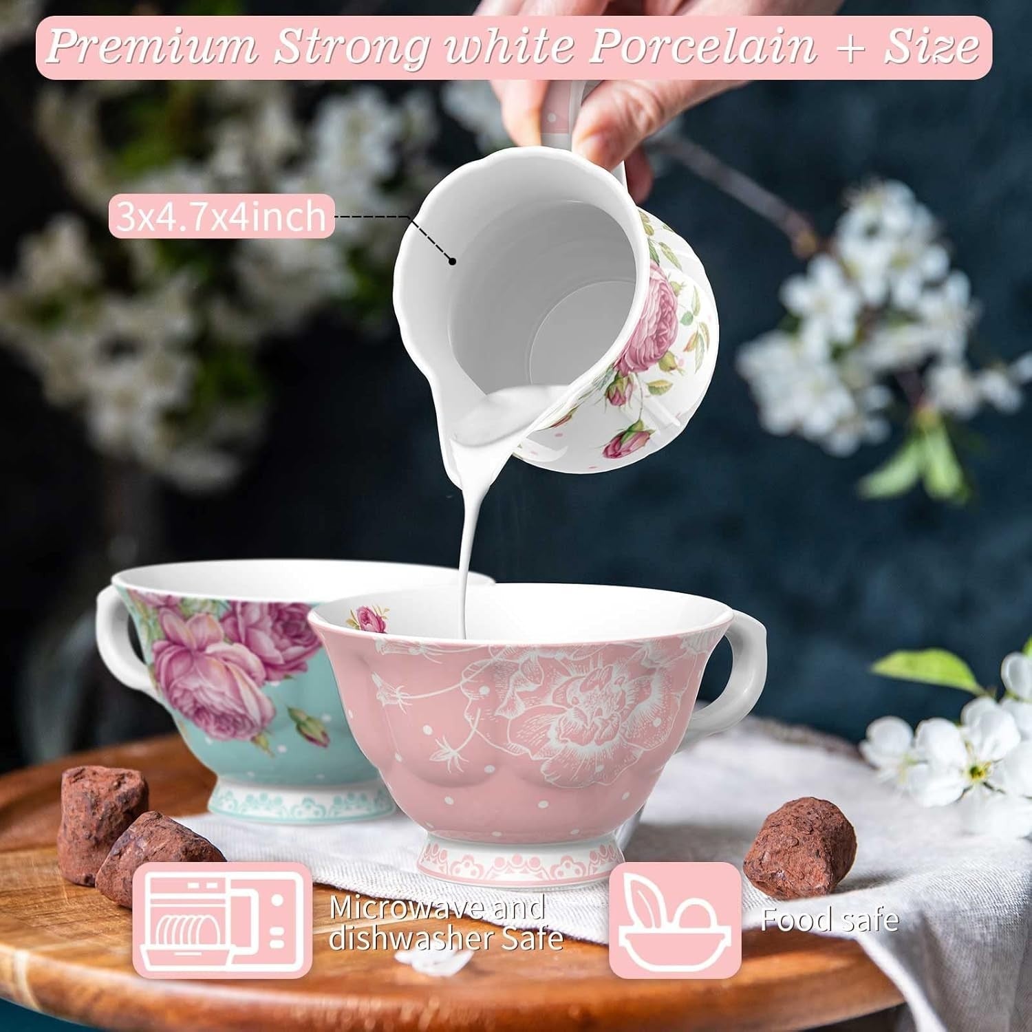 Vintage Floral Afternoon Tea Set Teapot Milk Jug Sugar Bowl 1300ml