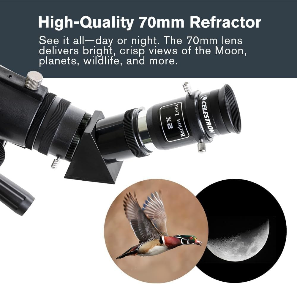 70mm Travel Scope DX with Smartphone Adapter & Backpack, Silver