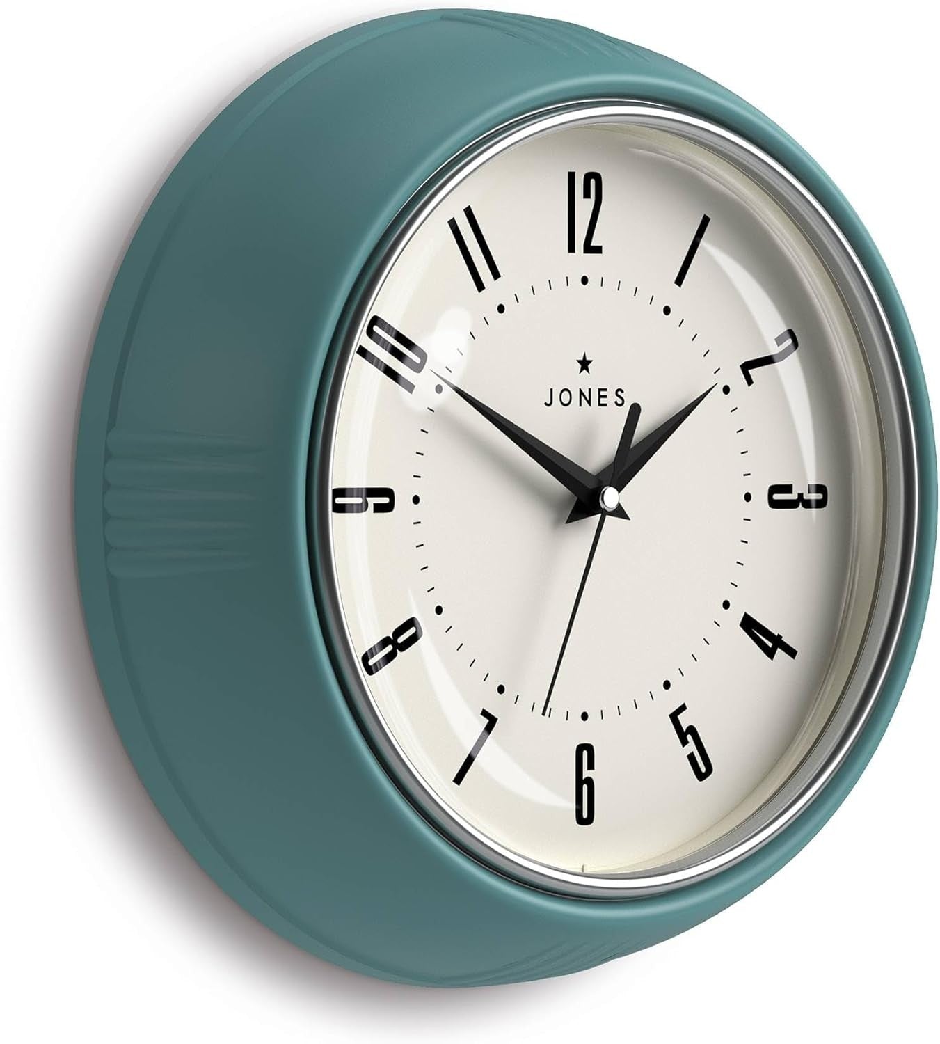 25cm Teal Retro Wall Clock Silent Quartz | Easy Read Kitchen Bedroom Decor