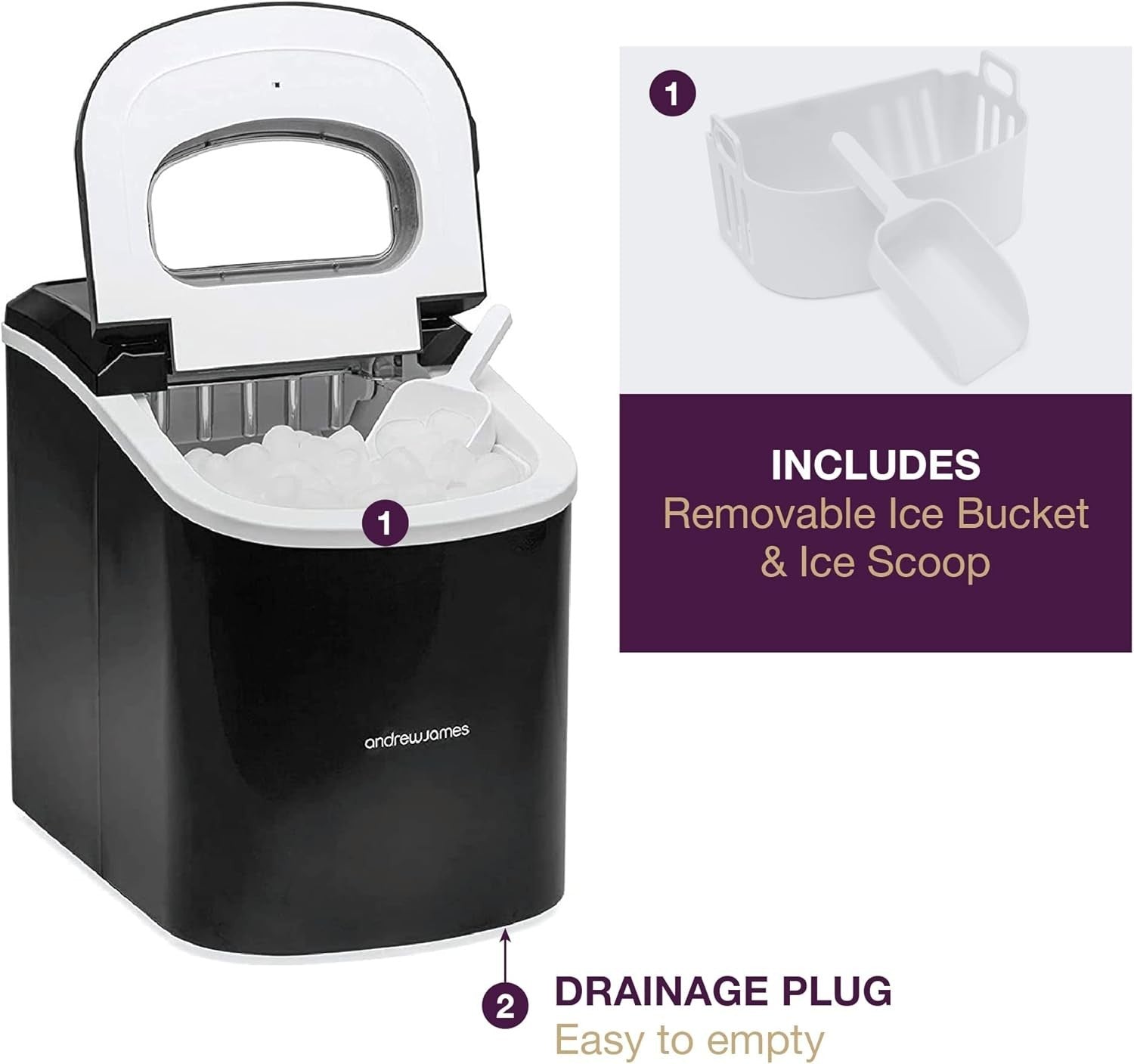 Fast Ice Cube Maker Countertop 2.2L Portable Self Cleaning Ice Machine