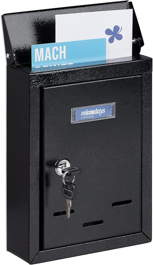Lockable Wall Mounted Post Box with Keys – Compact Iron Mailbox, Viewing Slots