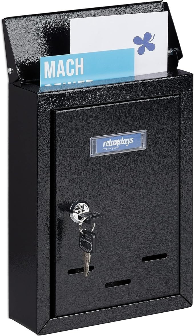 Lockable Wall Mounted Post Box with Keys – Compact Iron Mailbox, Viewing Slots