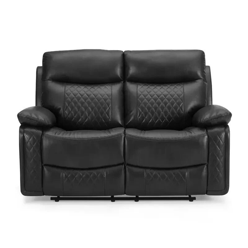 2 Seater Electric Recliner Sofa Faux Leather Padded Lumbar Support Black