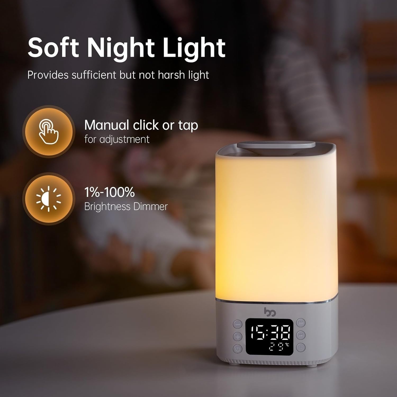 Baby Sleep Sound Machine with Night Light, White Noise & Smart Temp Control