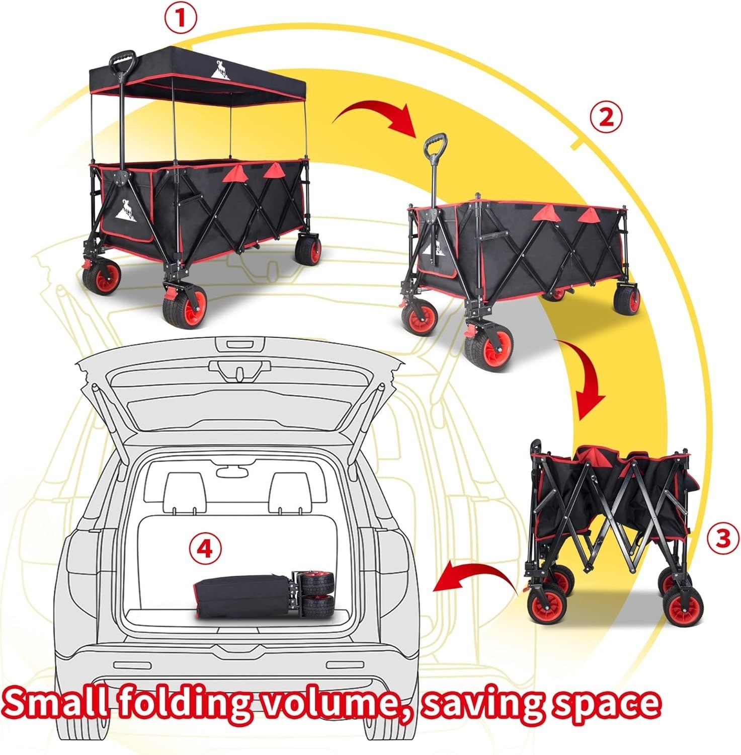 XL Collapsible Wagon 445L Heavy Duty Cart w/ Canopy Brakes All-Terrain Wheels