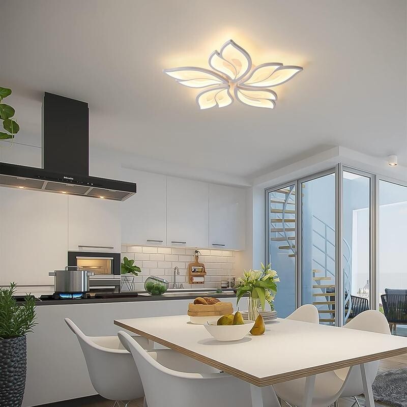 Modern LED Flower Ceiling Light 60W Dimmable Chandelier Remote 4800lm