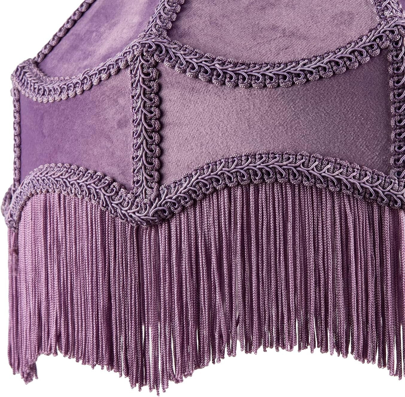 Victorian Empire Velvet Lampshade Lilac Tassel Pendant 30cm