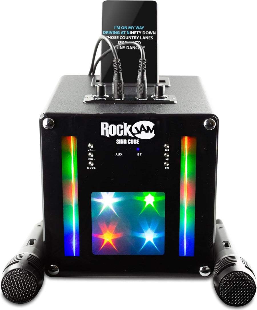 Bluetooth Karaoke Machine with 2 Mics LED Party Speaker Rechargeable