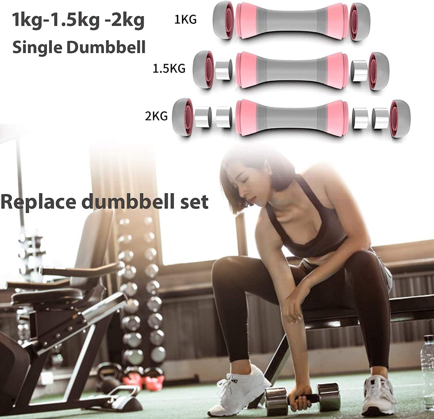 2–4KG Adjustable Dumbbells Pair 5-in-1 Non-Slip Hand Weights