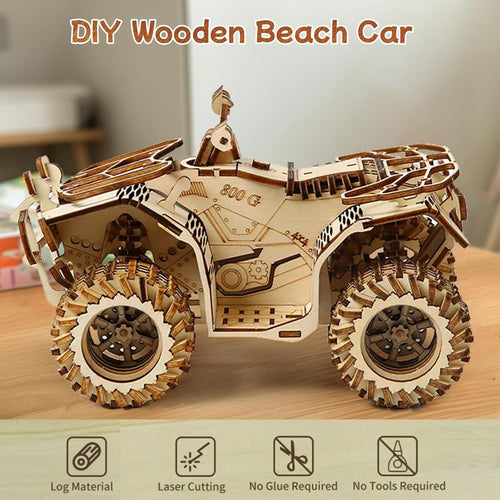 3D Wooden Motorcycle ATV Puzzle DIY Model Kit, Mechanical Fun, 417 PCS
