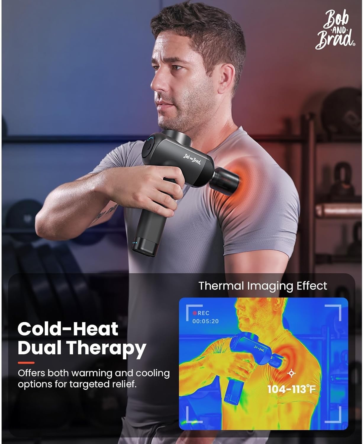 Heat Cold Deep Tissue Massage Gun 11mm Amplitude Muscle Recovery 6 Heads