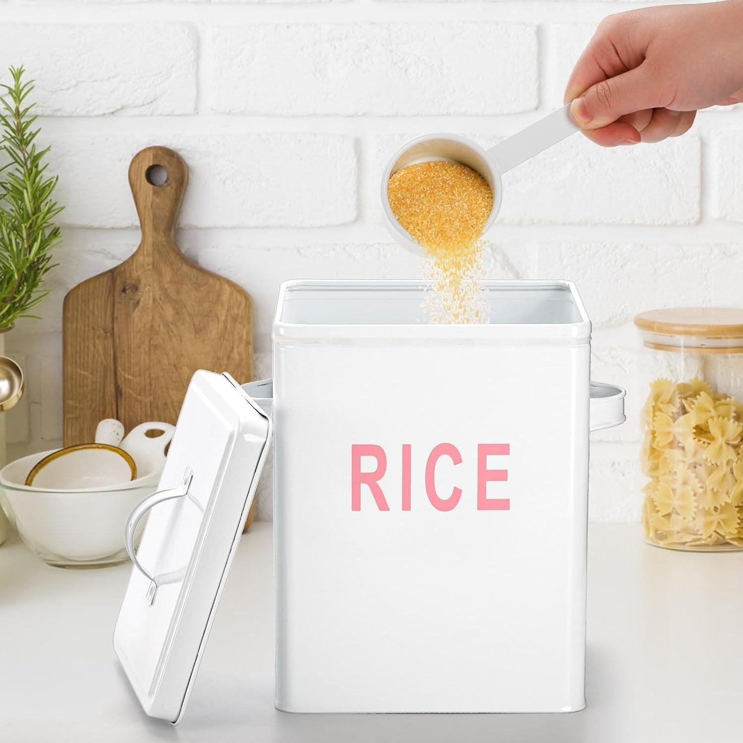 Metal Rice Storage Container 6L Airtight Canister with Scoop Lid