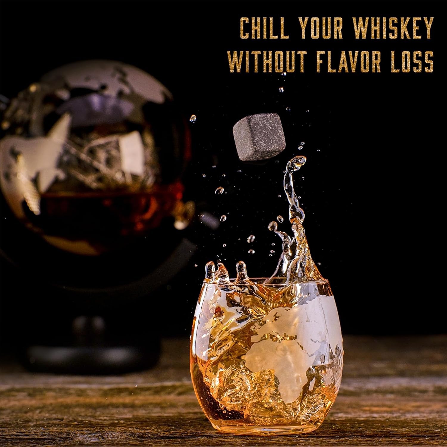 900ml Globe Whiskey Decanter Set with Glasses Stones Luxury Gift for Men Bar