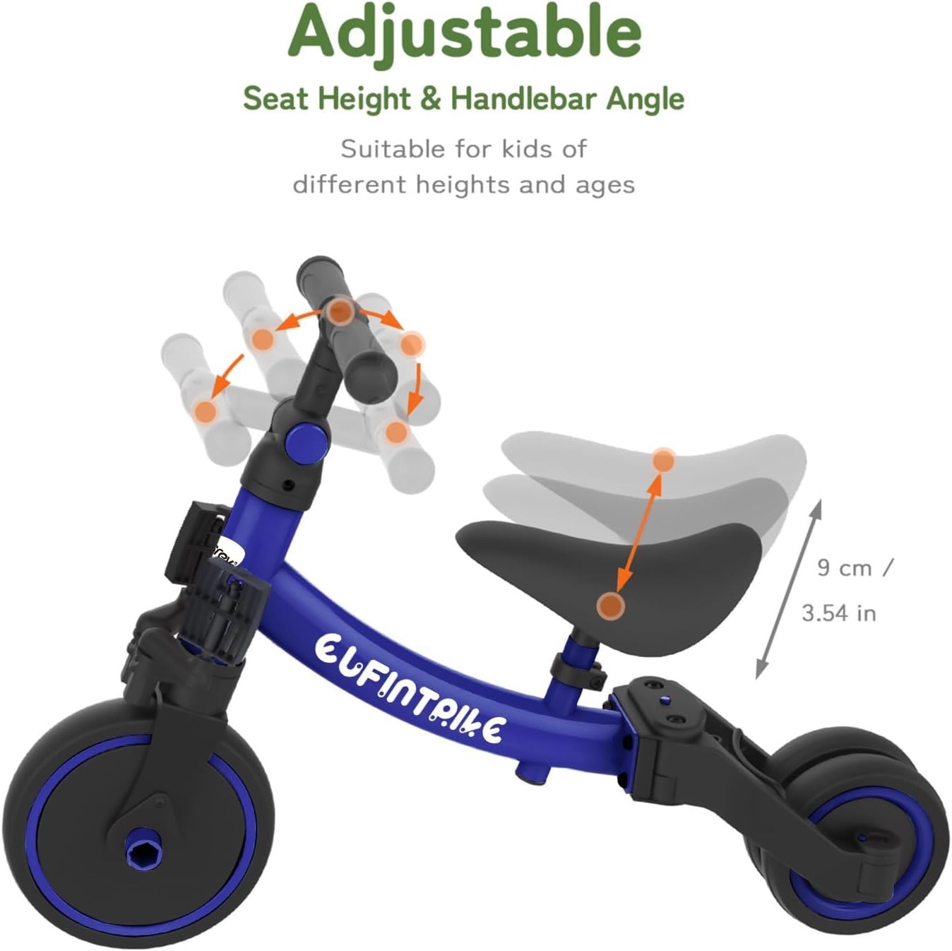5 In 1 Toddler Tricycle Balance Bike Ride On Toy Removable Pedals Navy