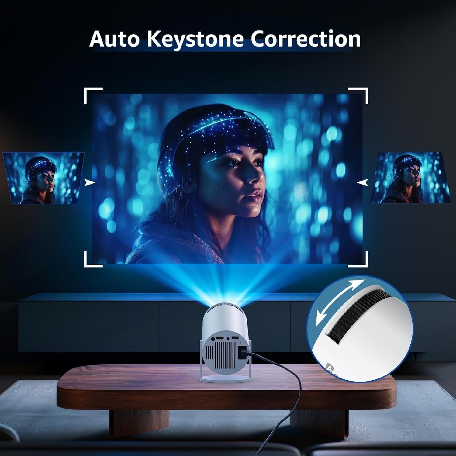 4K Mini Projector 1080P WiFi 6 Bluetooth 180° Portable Home Theater