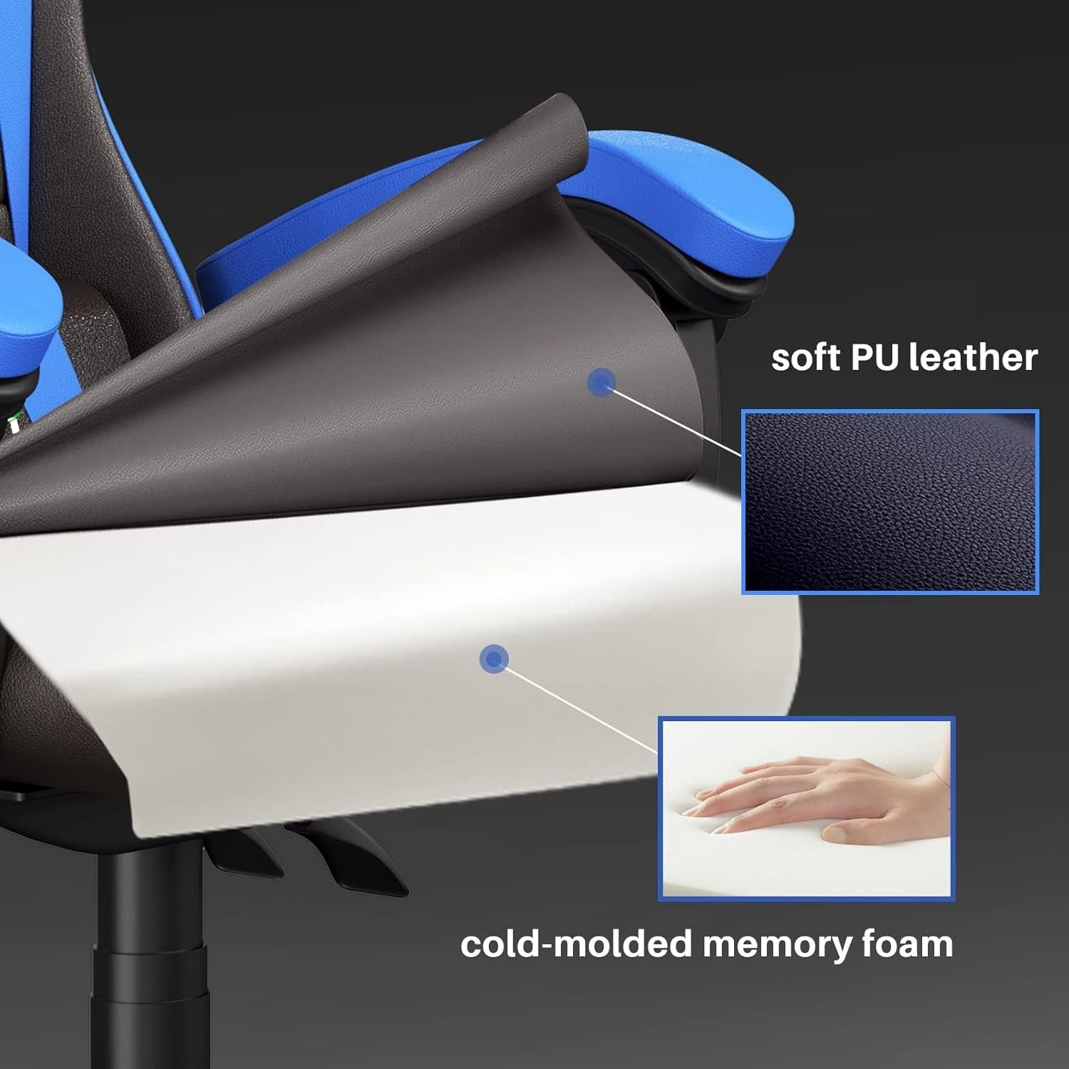 Ergonomic Faux Leather Gaming Chair Adjustable Recliner PC Computer Desk Seat