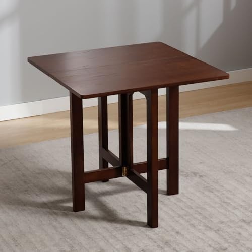 Folding Square Wooden Dining Table Portable Side Table for Small Spaces