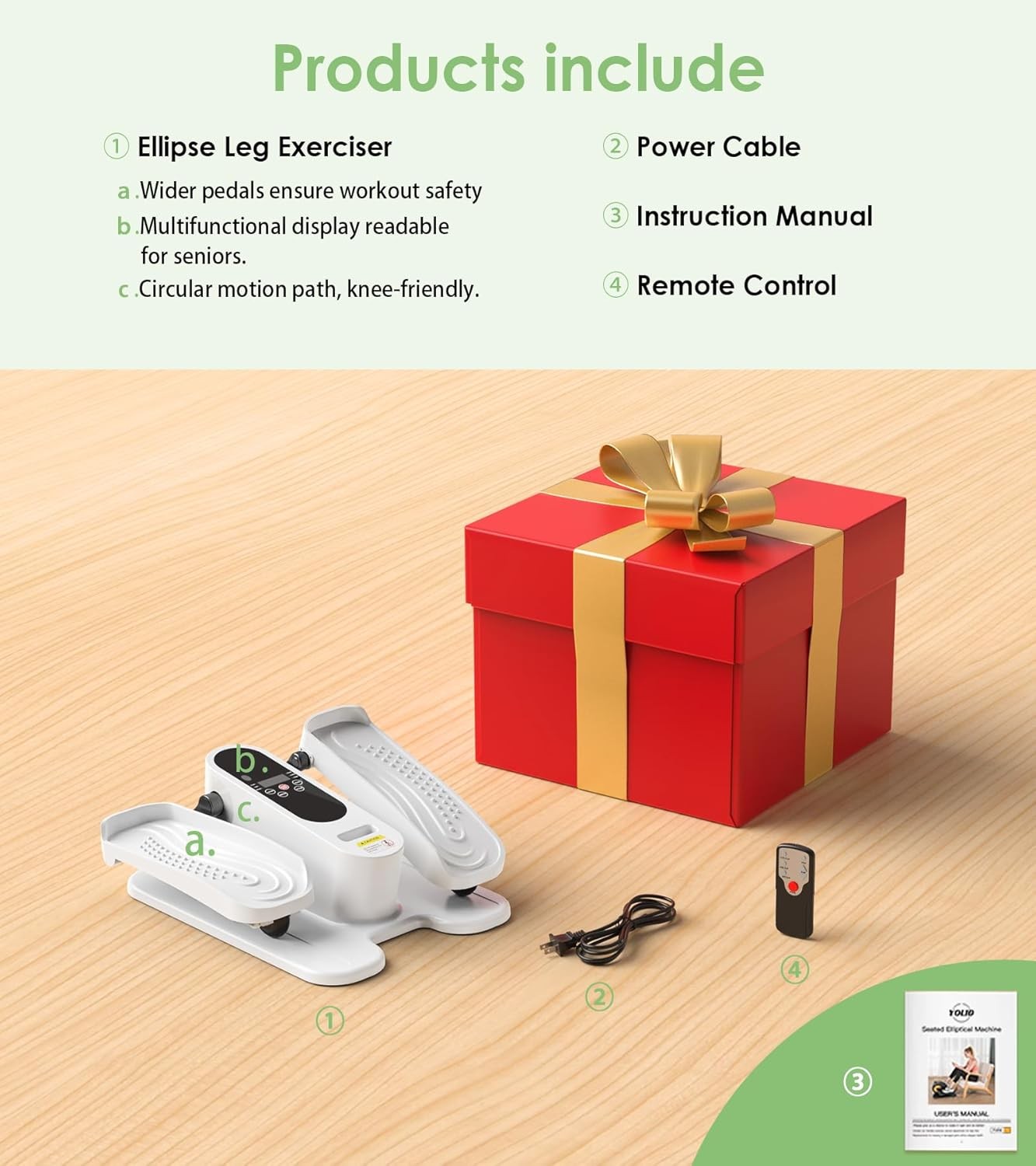 Under Desk Elliptical Electric Quiet Seated Pedal Exerciser Remote