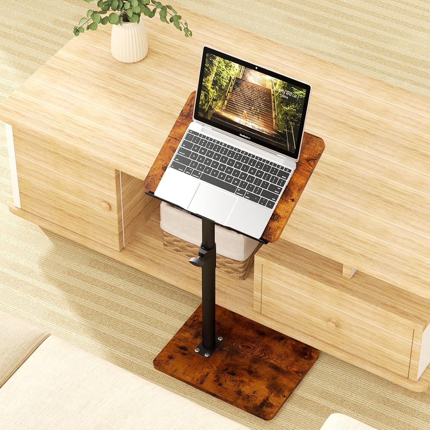 Adjustable Sofa Armrest Tray Table Laptop Stand Couch Side Desk Swivel